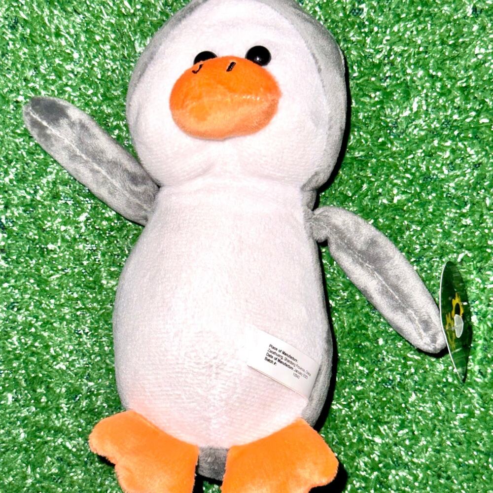 Toy Works Artic Penguin Plush New With Tag Silver Gray And White